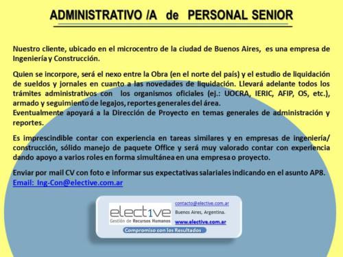 Administrativo de Personal Senior